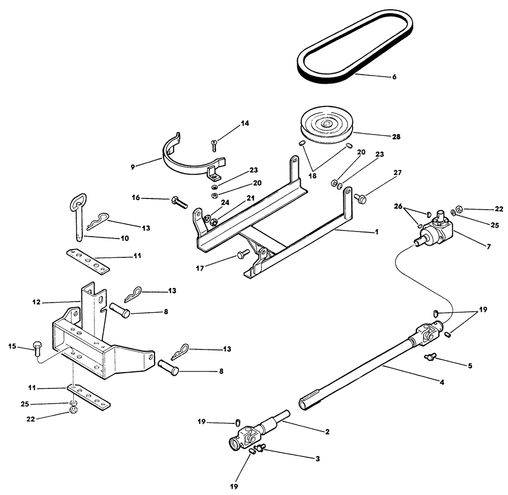 Tiller Drive Diagram and Parts List for 62542C (K00000001-K99999999)(1991) Lawn Boy Lawn Tractor